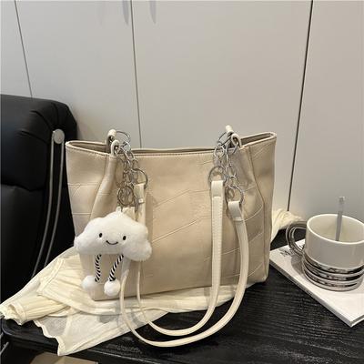 Japanese Simple Shoulder Bag Women's Bag Summer New Fashion Splicing Handbag Large Capacity Tote Bag Commuter Bag
