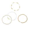 4Pcs Boho Seed Bead Elastic Bracelet Set White Gold Color Imitation Pearl Stackable Beaded Bracelets for Women Vacation Jewelry