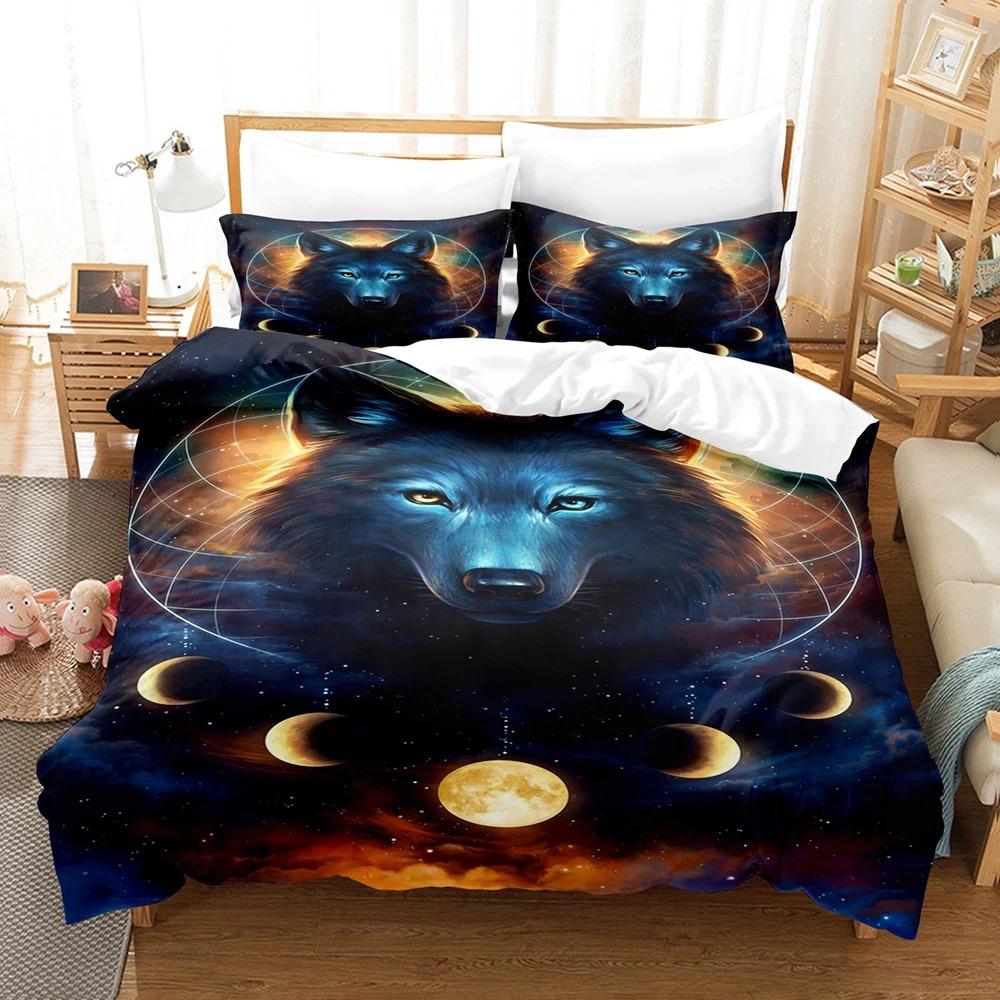 Personality Wolf Bedding Set Single Twin Double Queen King Cal King Size Bed Linen Set