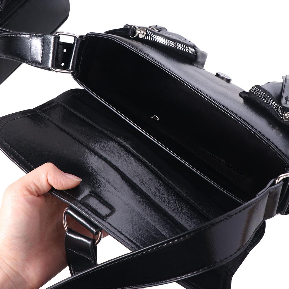 Elegant Y2K PU Crossbody Bag Harajuku Pocket Leather Handbag Gothic Wallet Underarm Shoulder Bag Outdoor