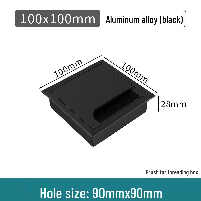 Aluminum Office Desk Cable Cover with Bristles - Sound-Dampening Rectangular Wire Organizer
