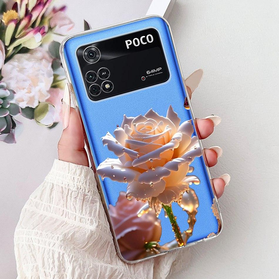 For Xiaomi Poco M4 Pro Elegant Floral Butterfly Phone Case For Xiaomi Poco M4 5G PocoM4 Pro 5G 4G Soft Silicone TPU Cases