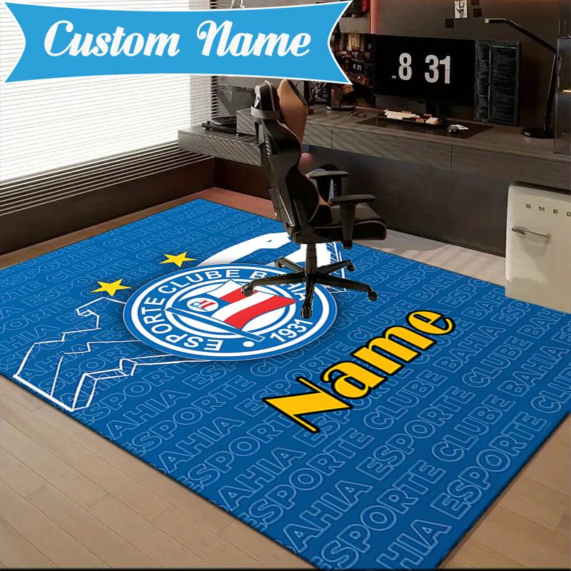 Custom Name Esporte Clube Bahia Crest Rug Game Carpet, Floor Mat for Bedroom Living Room Entryway Rug, Home Decor Idea Gift for Christmas birthday