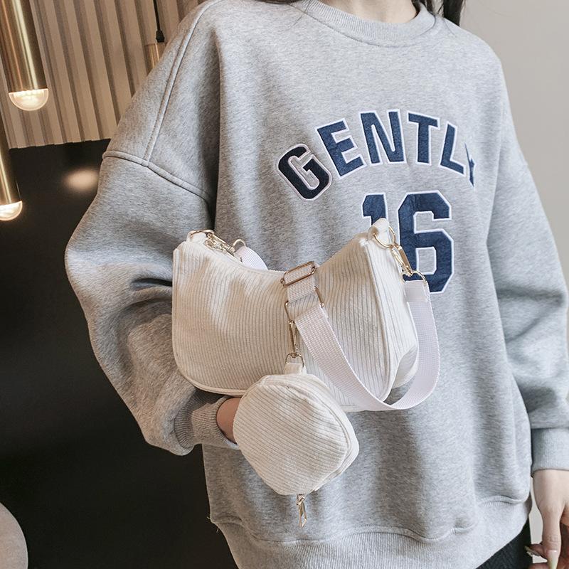 Women's bag corduroy new shoulder bag fashion underarm bag two-piece set child and mother bag