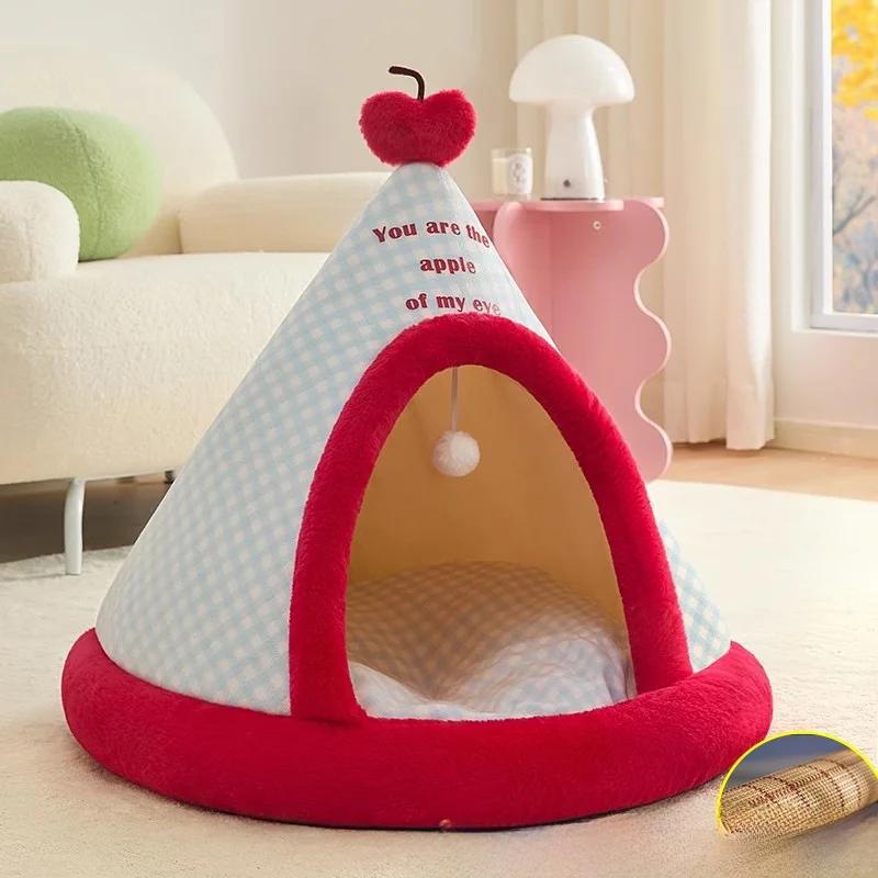 

Small Size Indoor Dog Bed Tent House Pet Sleeping Quarters Warmth Feature Four Season Universal for Teddy Bichon And Other Dogs M50 50cm