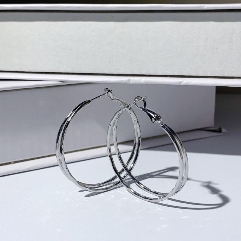 Sterling Double Layer Hoop Earrings Women Minimalist Round Circle Studs Elegant Lightweight Fashion Jewelry