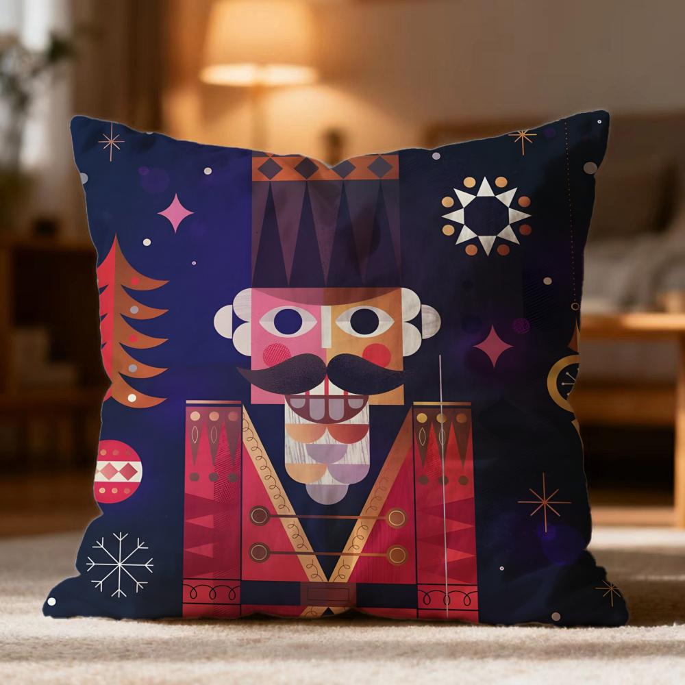 Popular Nutcracker Cushion Cover Soft Washable Pillow Case Multi-Scene for Couch Bed Travel Office Use