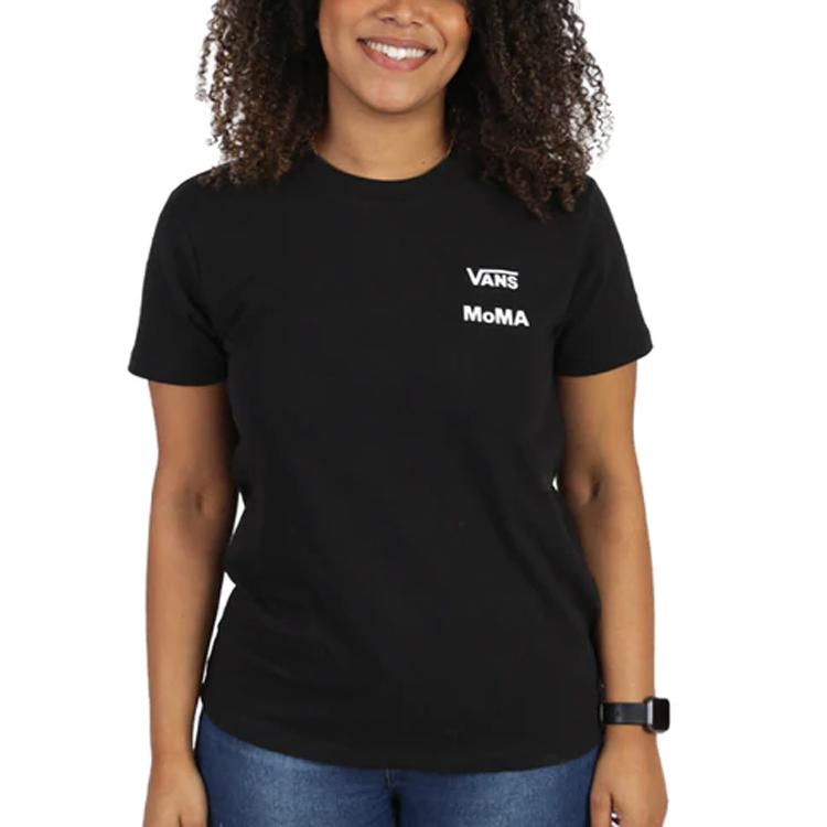 Vans X MoMA Logo Casual Crew Neck T-Shirt Women Tops Black VN0A4SBZ1PJ