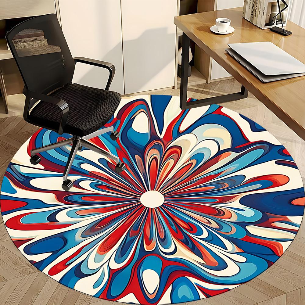 1pc Floral Abstract Office Round Area Rug, Indoor Mat Suitable For Office, Under Office Chairs Bedroom Living Room Home Decor, Room Deco
