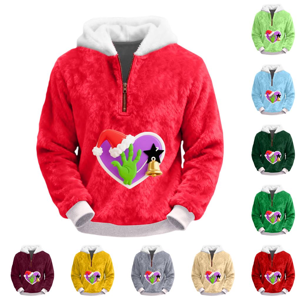 Men's Plush Half Zipper Hooded Hood Hoodie