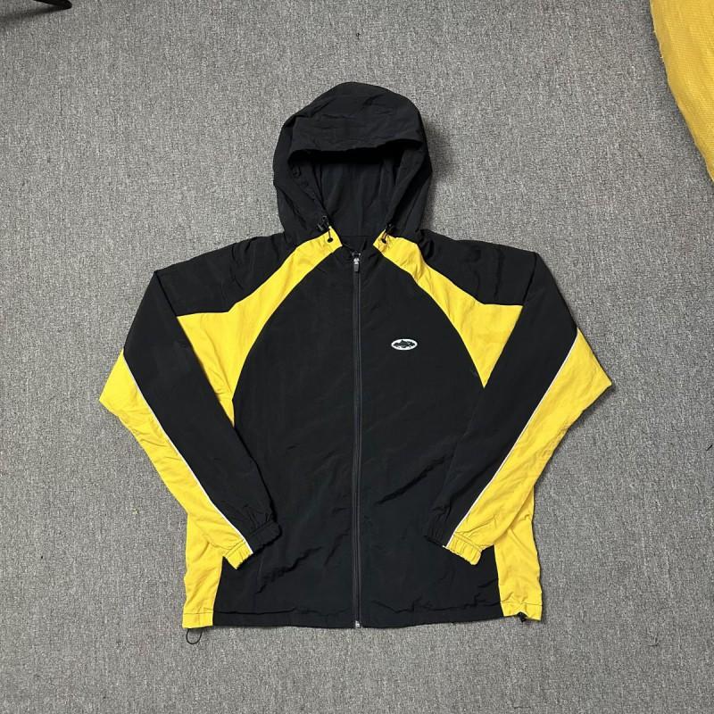 Mens Streetwear Windproof Water-Resistant Cotton Blend Hooded Jacket With Reflective Tape Detail