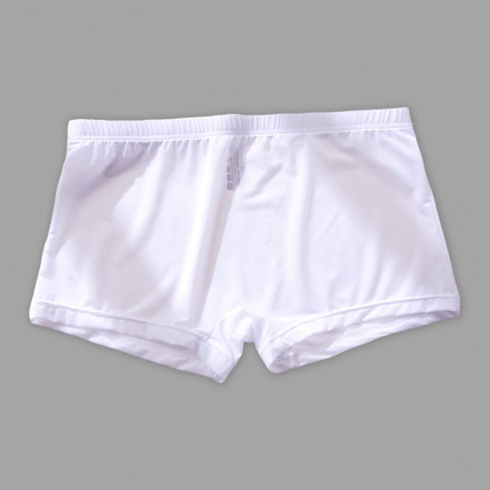 Men Ice Silk Boxer Briefs Low-rise Elastic Waistband Smooth Routing Shorts Underwear Solid Color U-Convex Ultra-thin Panties