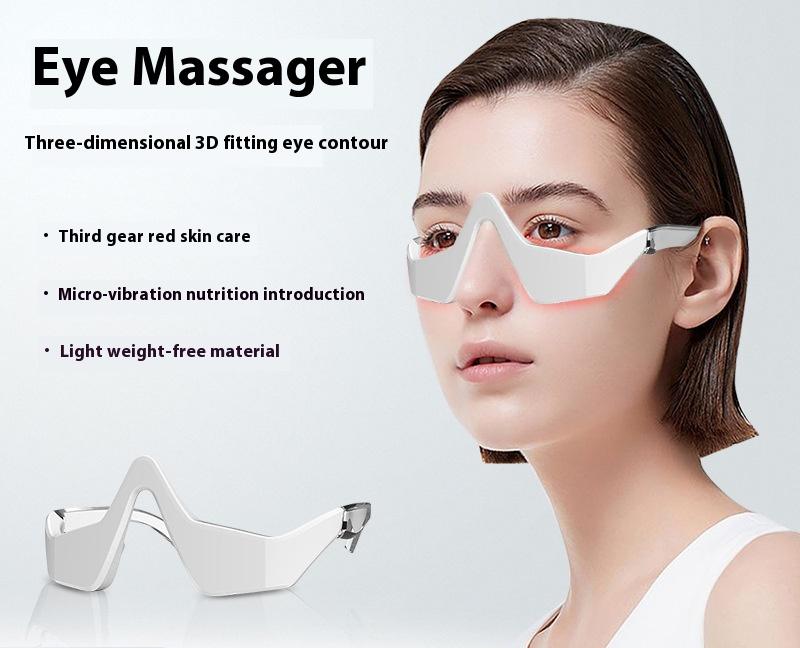 Red Light Eye Mask for Dark Circles, Portable Eye Massager with Vibration, USB Rechargeable FDA-CE, Gift for Women