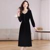 French Elegance Hepburn-Style Velvet Dress 2025: Autumn/Winter Waist-Cinching Slim Fit
