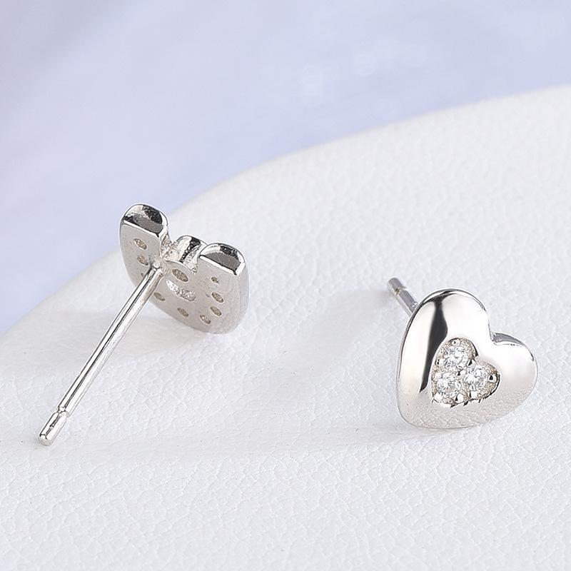 S925 Korean Style Sweet Asymmetric Earrings IOU Love Alphabet Letter Earrings Creative Design Heart-Shaped U-Shaped Earrings