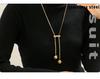 Hollow Beads European/American Sweater Chain: Luxurious Tassel Pendant in 18K Gold-Plated Titanium Steel
