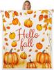 Fall Pumpkin Throw Blanket Kids Autumn Harvest Fleece Blanket for Girls Boys Thanksgiving Gift Fuzzy Blanket, Fall Pumpkin Decor