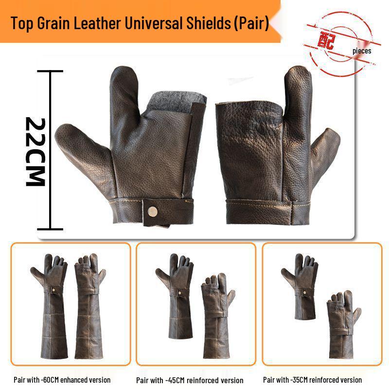 

Double-Layer Top-Grain Leather Extra Thick Anti-Scratch & Bite Training Gloves for Large Dogs, Snakes, and Insects.
