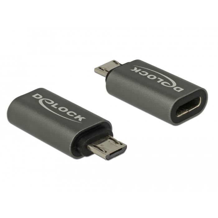 Adaptateur USB 2.0 - DELOCK - 65927 - Micro-B vers Type-C - Anthracite - Mâle/Femelle