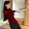 2025 Women's Slimming Red Yoga & Pilates Long Sleeve Top