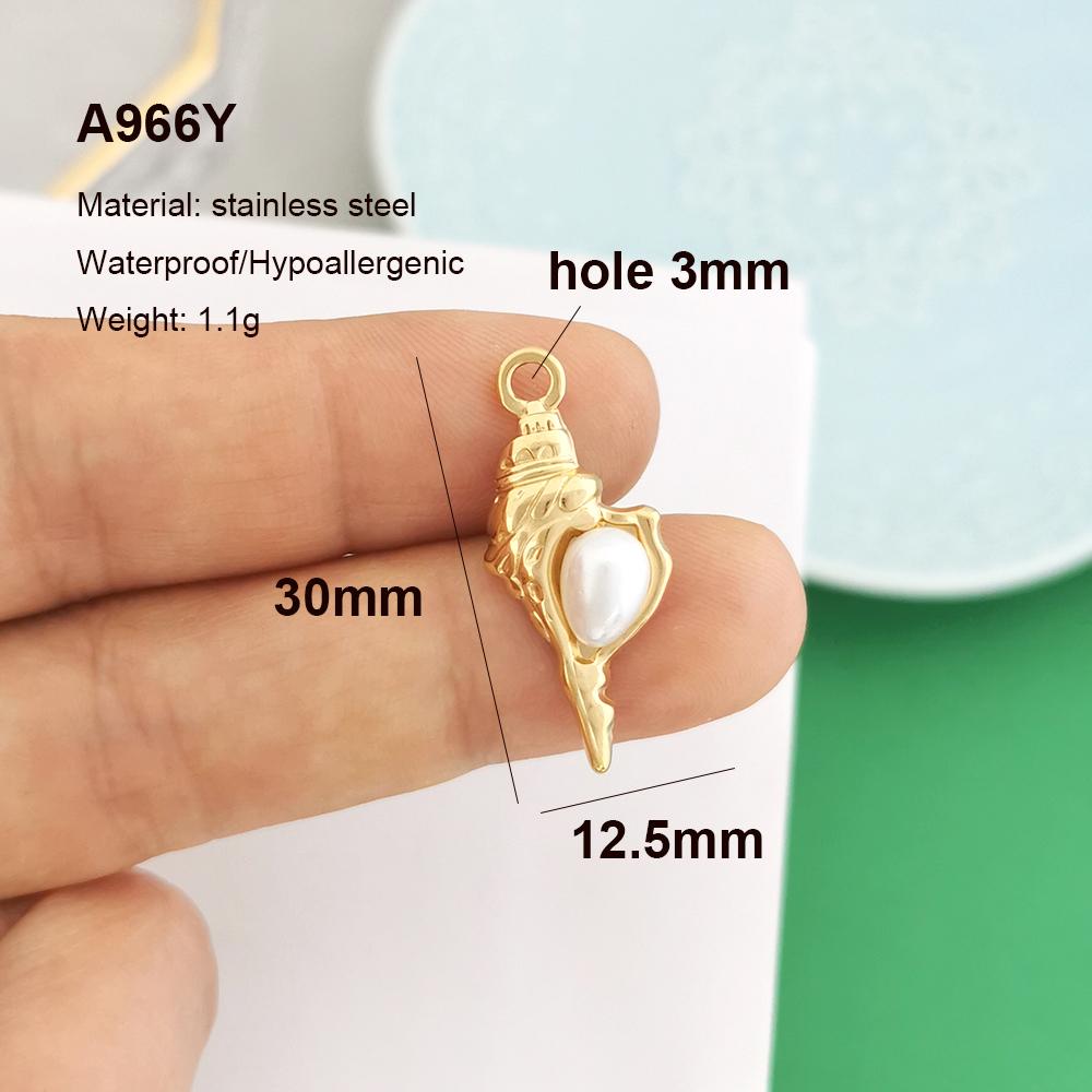 2pcs/lot Stainless Steel Pendant Charm Key Fish Lobster Flower Shell Conch Cherry Enamel Necklace Gold PVD