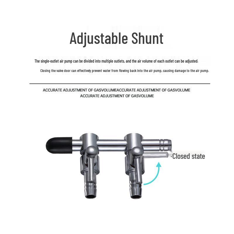Stainless Steel Aquarium Air Regulating Valve with Oxygen Pump and Air Pipe
