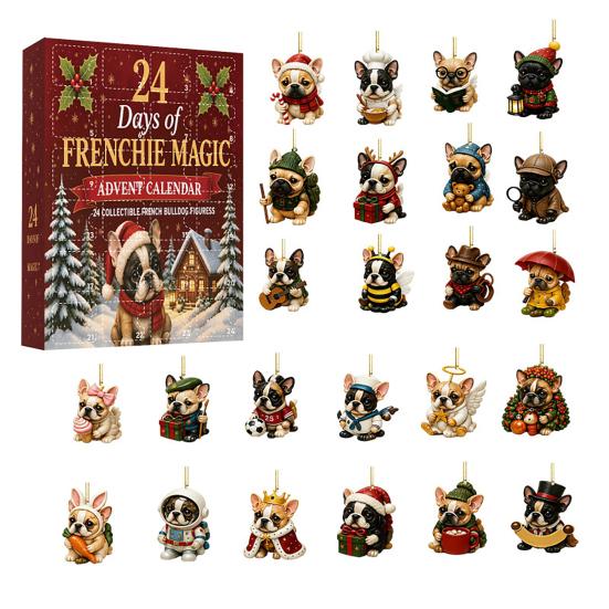 Christmas Tree Decor 24 Days Advent Calendar 2026, 2D Acrylic Reading Cats/Dogs/Forest Animals Ornament Countdown Calendar, Cute Pet Pendants for Xmas