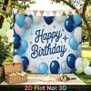 Party Backdrop Happy Birthday Birthday Blue Silver Photo Booth Background Front Door Decor