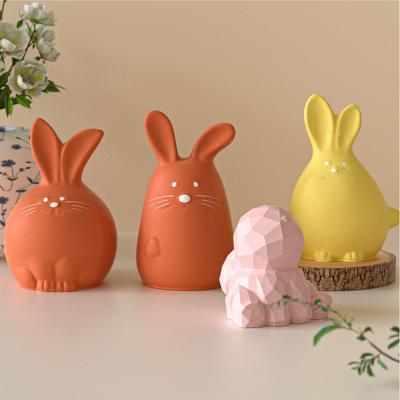 Bunny Silicone Mold 3D Geometric Facet Silicone Thanksgiving Home Decor Bunny Shaped Mold For Holiday Party Offices Home Room