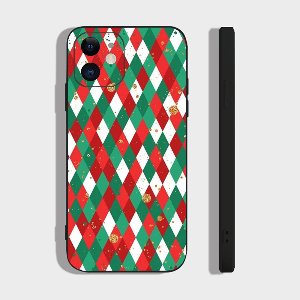 Retro Patterned Red Festive Phone Case For IPhone 17 Air 16 15 14 13 Pro Max 11 12 Black Silicone Cover