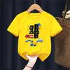 Police car engineering vehicle ambulance fun printed summer boy and girl short sleeved Tshirt top