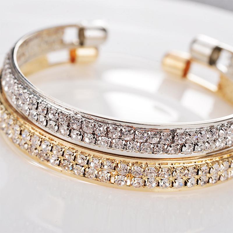Steel Fun Jewelry Shiny Rhinestone Cuff Bracelets Bangles For Women Fashion Charm Bracelet Accessories Crystal Bracelet Gifts