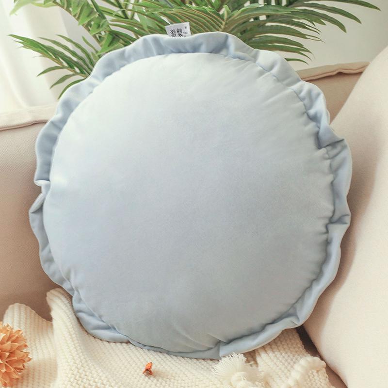 

Ins Nordic Simple Round Cushion Милая диванная подушка Супер мягкая поясная подушка для эркера Декор для комнаты для девочки Пуф кружевной плиссированный футон 40cm