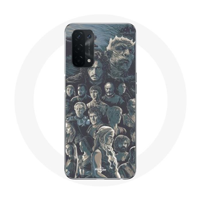Coque pour Oppo A74 Game of Thrones Saison 8 Le Trône de Fer Affiche Personnages Fond Gris