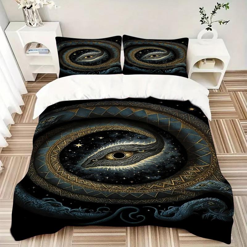 3pc Serpent Universe Cover Set - 1 Quilt Cover + 2 Pillowcases, All Seasons Bedroom Setting, Perfect for Home078
