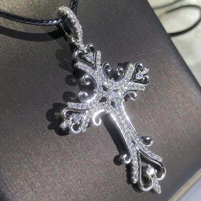 925 Silber Gotisch Dunkler Stil Kreuz Anhänger Halskette Rock Punk Goth Mode Halsketten Für Frauen Männer Schmuck Design Mystisches Geschenk