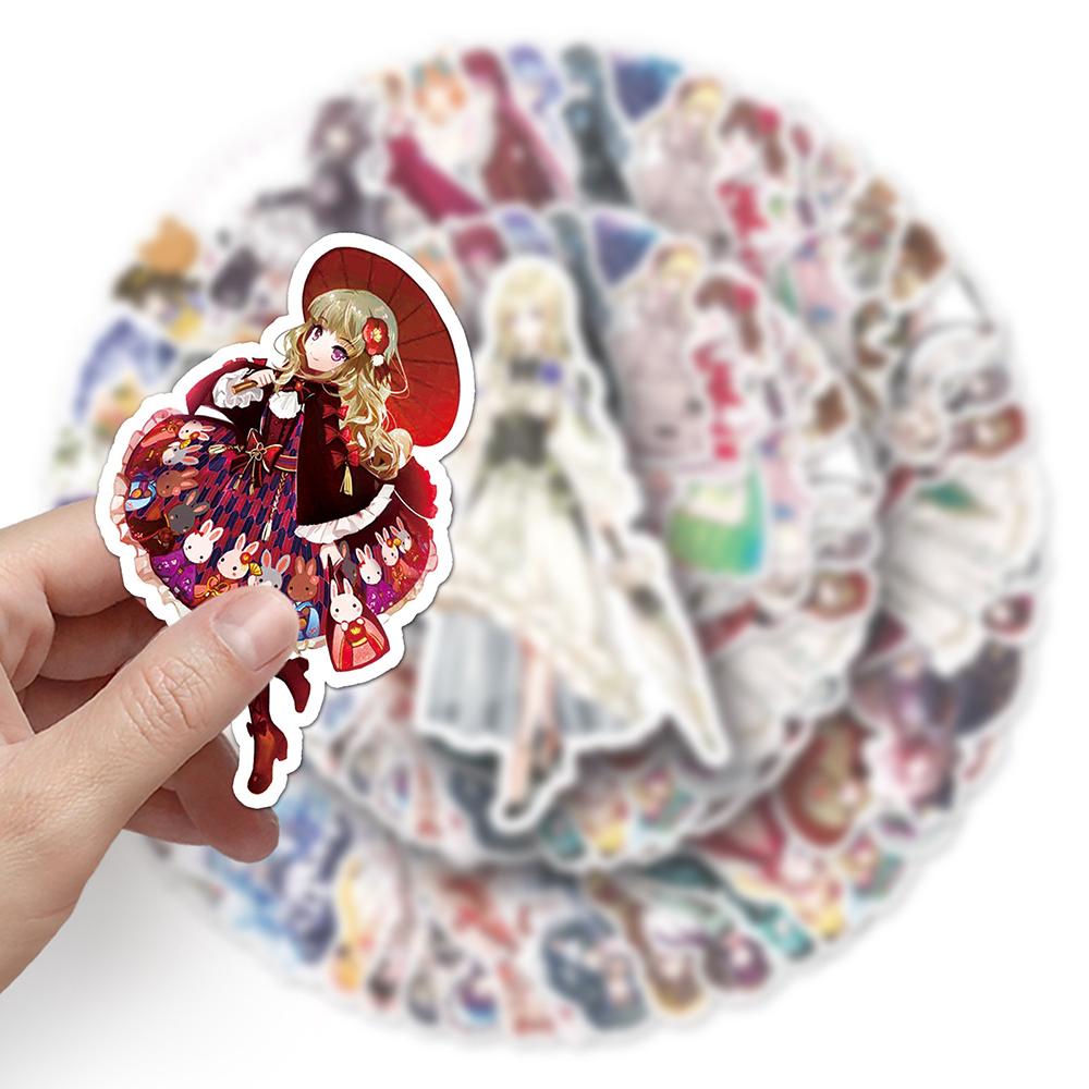 10/30/50pcs Kawaii Anime Lolita Girl Stickers Cute Dress Up Aesthetic Decals DIY Skateboard Phone Laptop Car Cartoon Sticker Toy