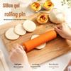 Food-Grade Silicone Rolling Pin with Solid Wood Handle - Non-stick Dough Roller for Home and Commercial Use