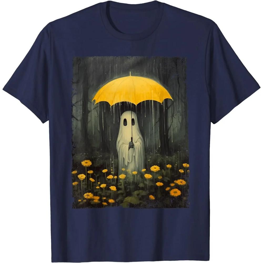 Rainy Ghost Halloween Lonely Ghost In The Forest Gothic T-Shirt Oversized T Shirt for Men Women Casual  Daily Four Seasons