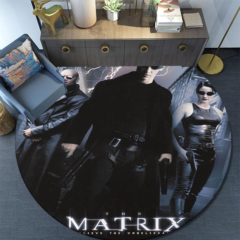 Matrix Poster pattern round rug,Carpet Rug for Living Room Bedroom Playroom ,Non-slip Floor Mat,Holiday Gifts and Birthday Gifts.