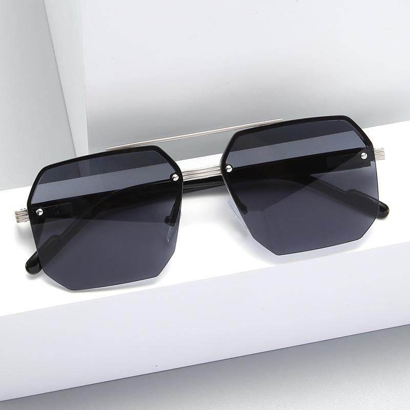 New sunglasses male big face thin driving UV protection advanced half frame pilot sunglasses