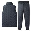 Men's 3-Piece Set, Lamb Fleece Ultrasonic Cotton Jacket with Vest & Pants, Winter Thickened Warm Suit