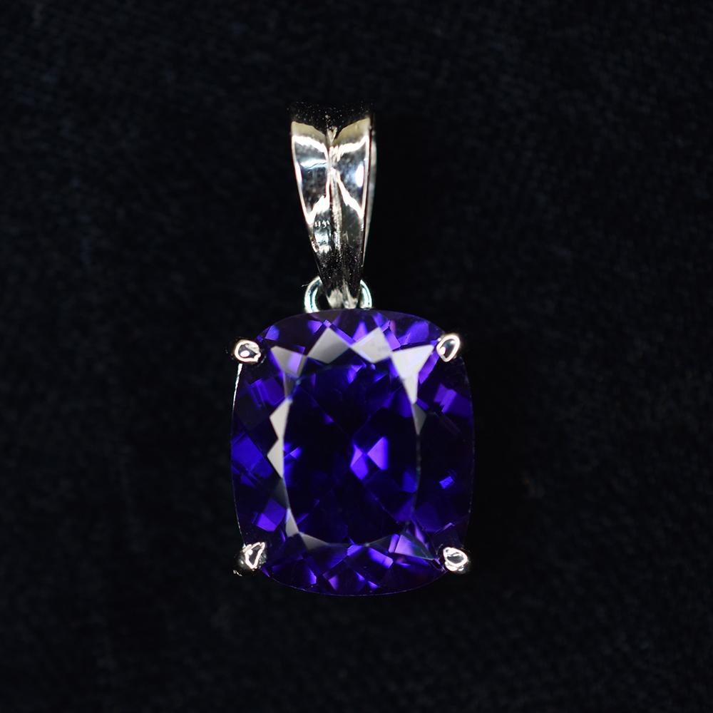 Purple Sapphire Pendant 925 Sterling Silver 25.15 ct Gemstone September Birthday Birthstone