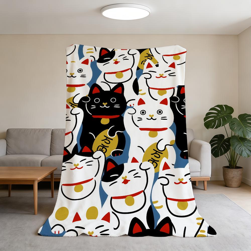 Blanket Super Luck Warm Maneki Comfortable Plush Throw Money Blanket Child Home Sofa Bedroom Rich Cat Neko Gift