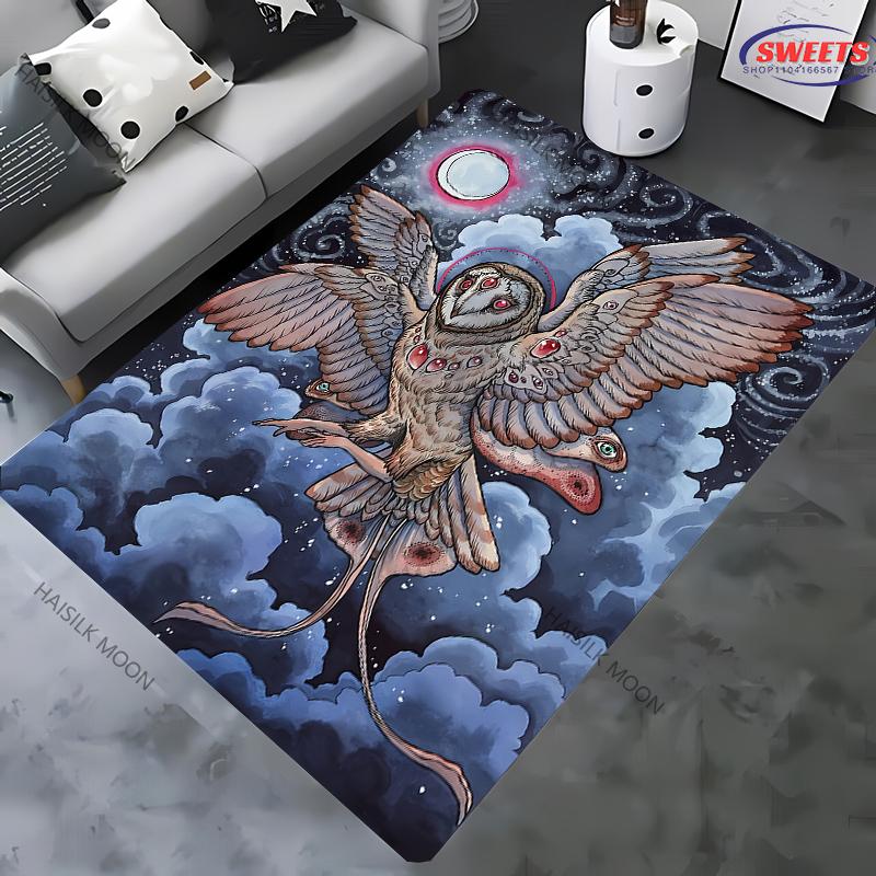 Vintage Mystery Owl Printed Carpet Rug for Bedroom Living Room Sofa, Study Yoga Non-Slip Rug, Decorative Mat Multi-Size Optional