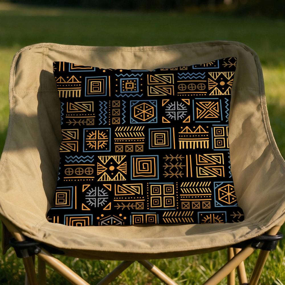 African Tribal Pattern Cushion Cover Soft Reversible  Durable Pillow Cover  MultiScene Use for Home  Car Daily Comfort