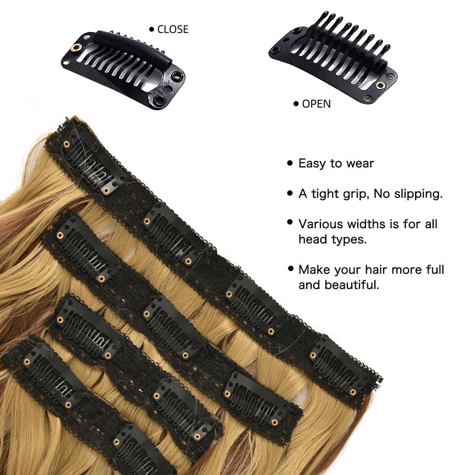 12 tommer 4 stk/sæt Clip-in Hårforlængelser Dame Kort Body Wave Paryk Hårstil Velegnet til Daglig Brug Varmebestandig Fiber Paryk Stykke