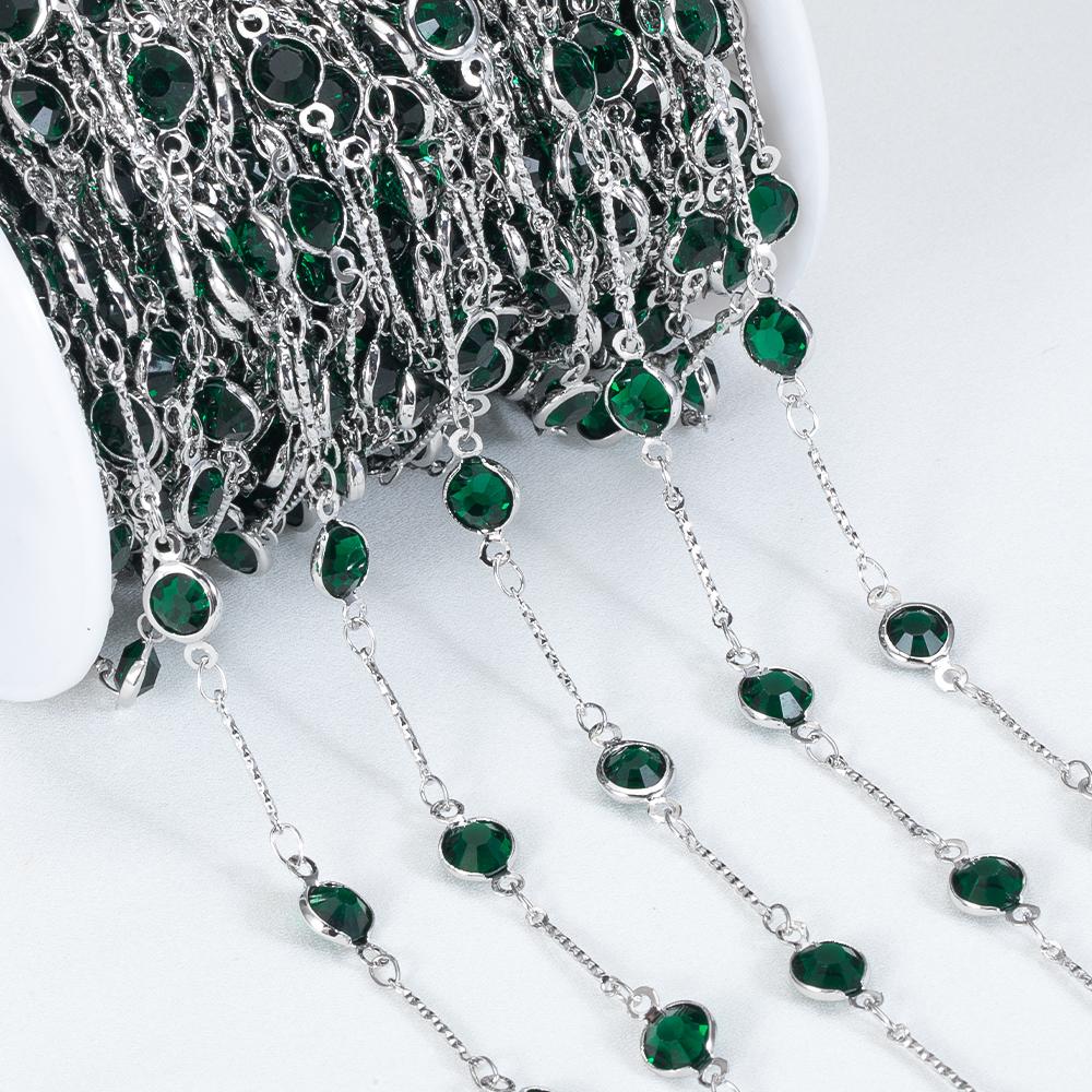 

1meter Colorful Crystal Beads Beaded Chain Glass Bead Copper Necklace Chain Accessories for DIY Costumes Jewelry Making Material