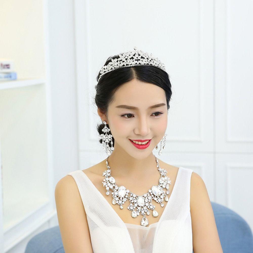 Crystal Women's Wedding Jewelry Set Baroque Rhinestone Jewelry Set  Party Dress Up