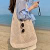 Washable Woven Shopping Bag Large Capacity Shoulder Bag Fashion Hollow Knit Tote Bag  Summer